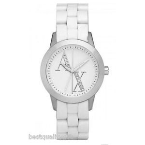Armani Exchange AX5070 White Crystal Silicone Watch Women